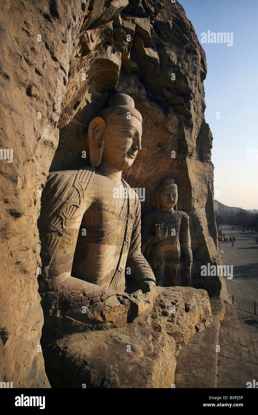 Statuen am alten buddhistischen Tempel Grotte. Stockfoto