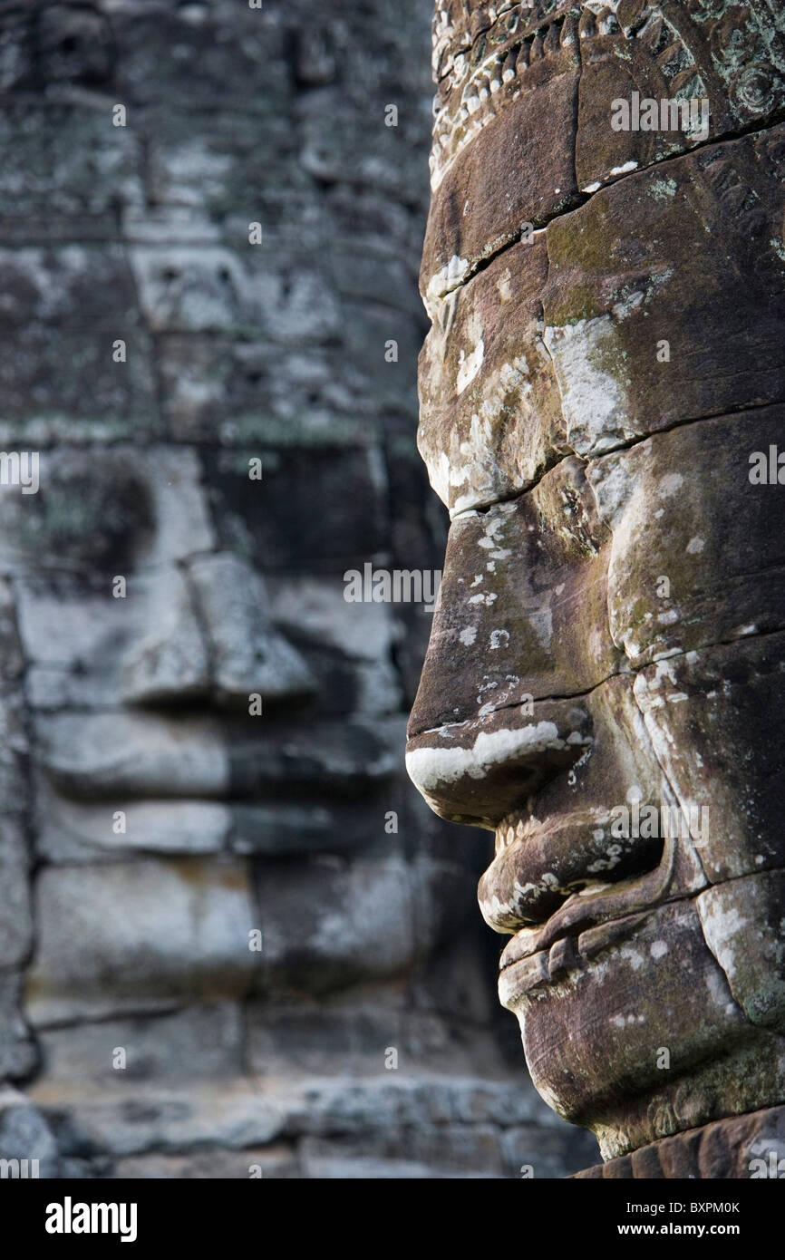 Details von einigen der 216 riesige Flächen von Avalokiteshvara. Stockfoto