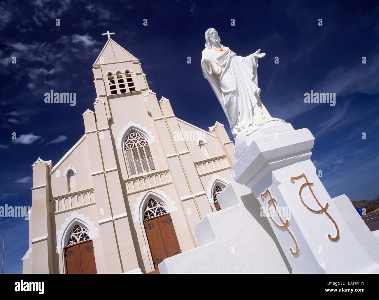 Statue von außen Jesuskirche Stockfoto