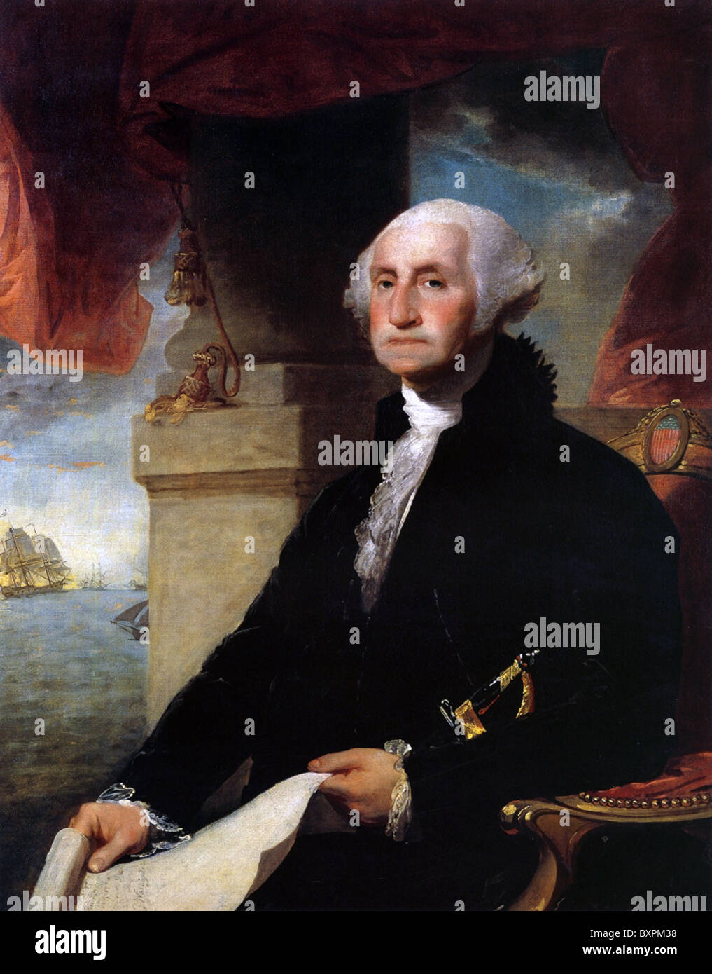 GEORGE WASHINGTON (1732-1799), erster Präsident der Vereinigten Staaten im Jahre 1797 von Gilbert Stuart gemalt Stockfoto