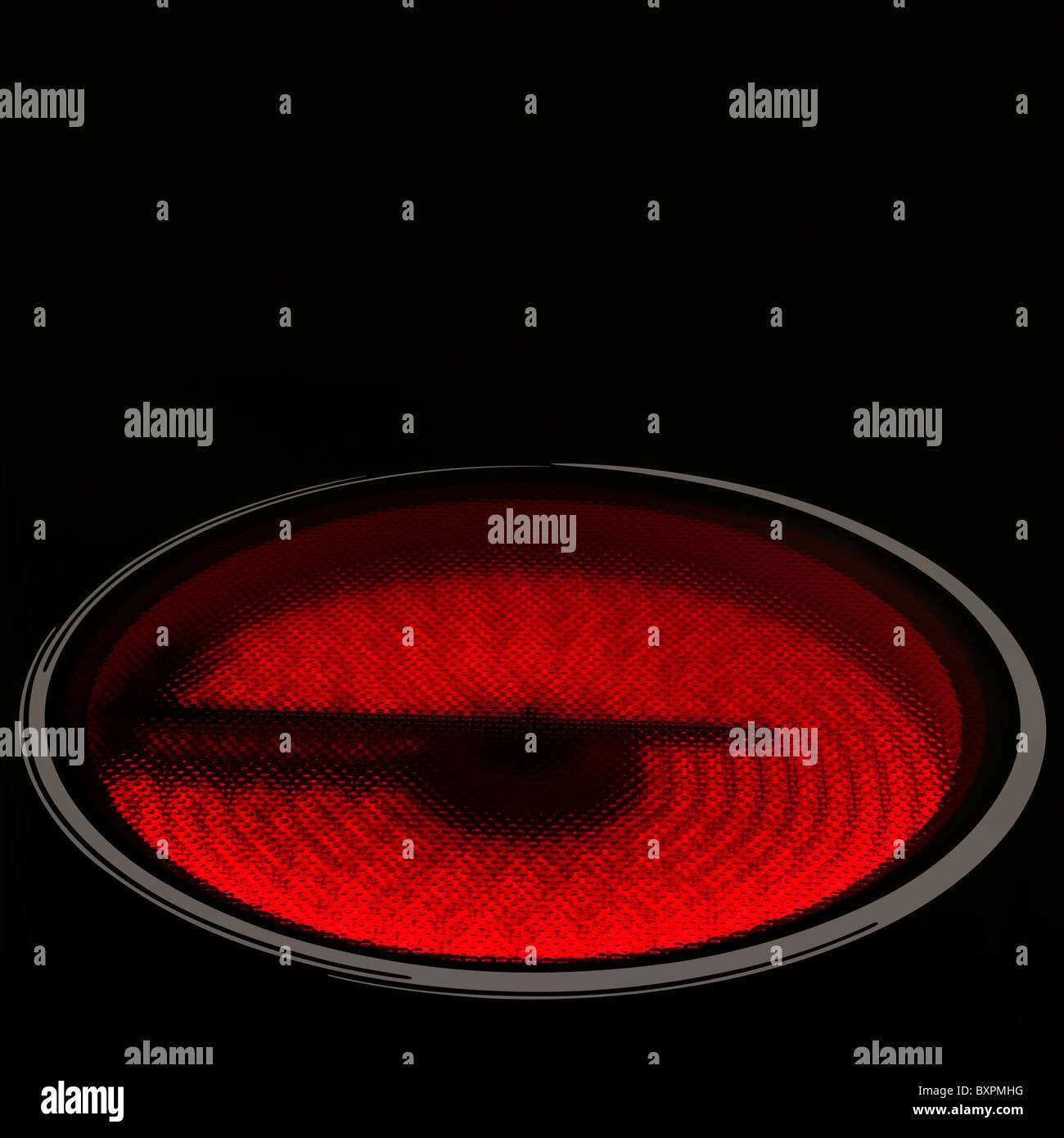 Infrarot-Ofen Platte auf schwarzem Hintergrund isoliert Stockfoto