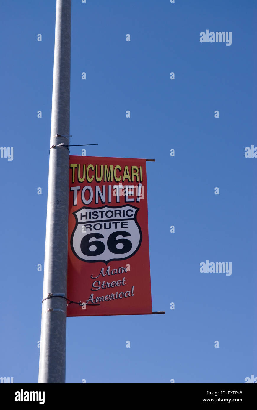 Heute Abend Tucumcari historische Route 66 Zeichen New Mexico USA Stockfoto