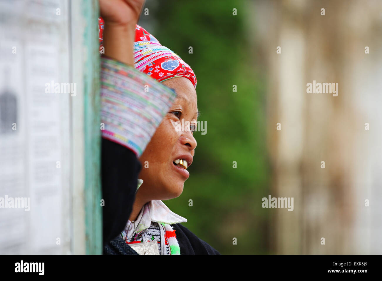 Red Dao Hill Stamm / ethnische Minderheit Dame in Sapa, Nordvietnam Stockfoto