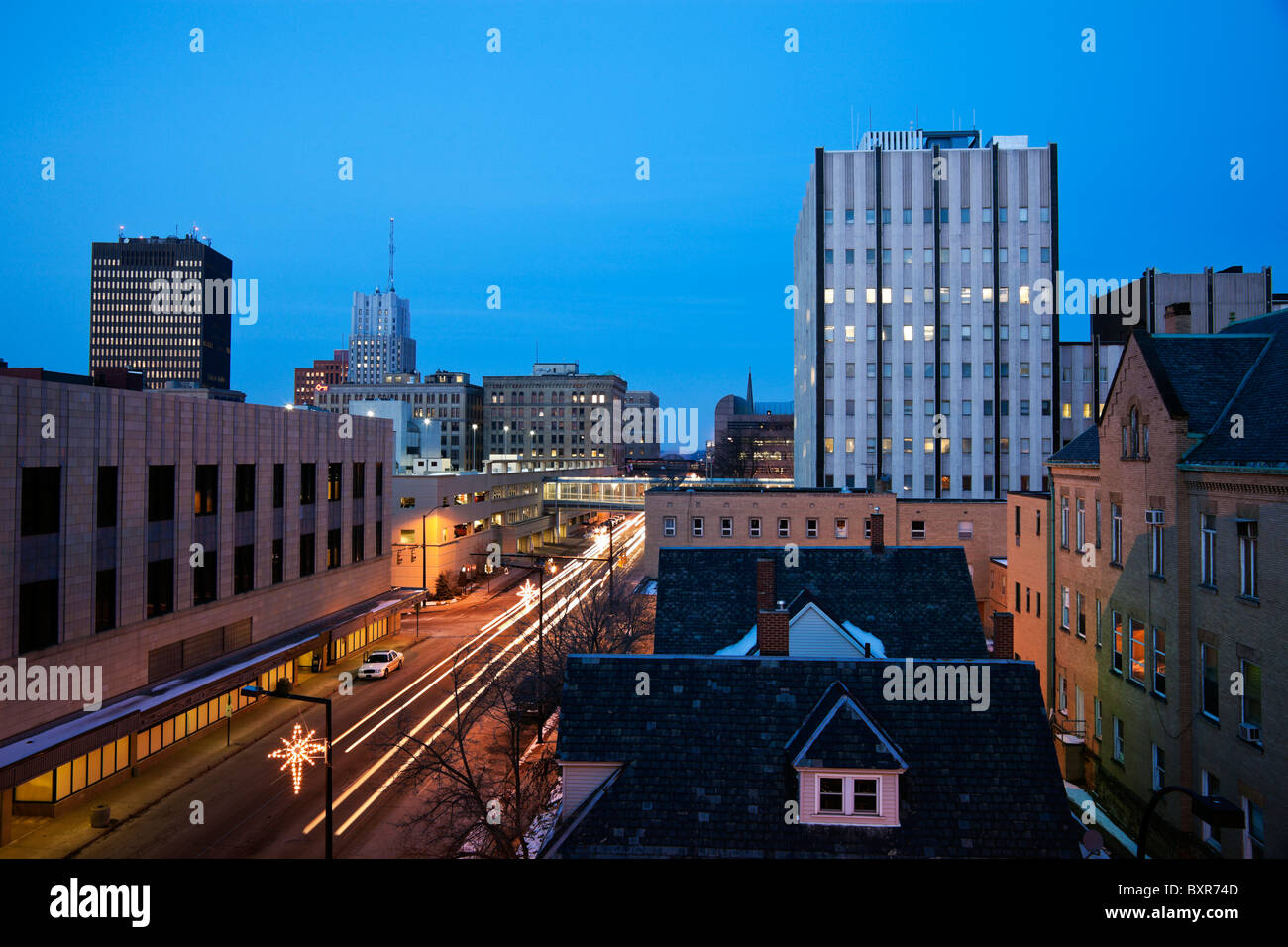 Nacht in Akron/Canton Stockfoto