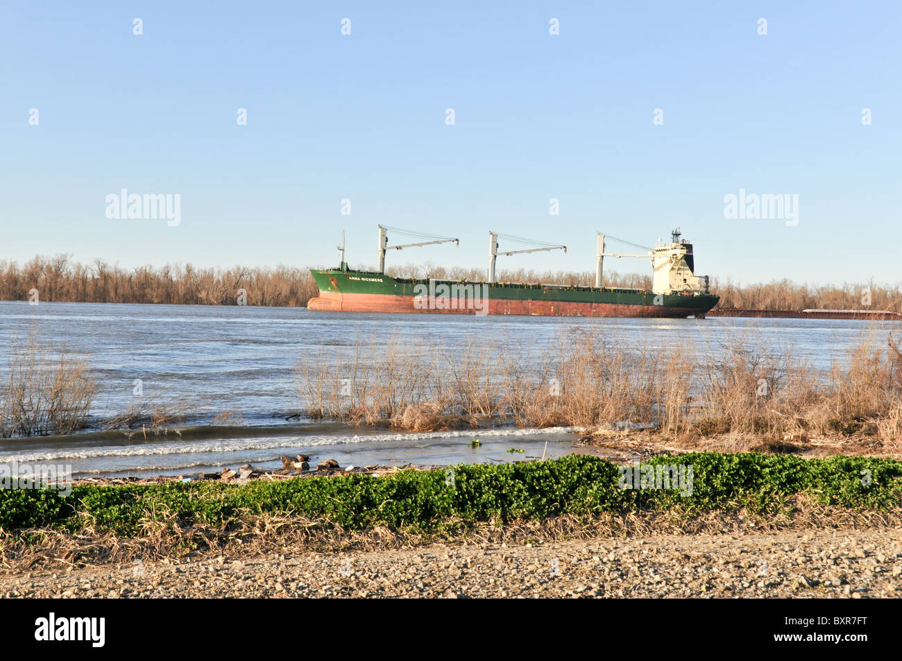 Leere Stückgut-Schiff am Mississippi River, New Orleans, Louisiana Stockfoto