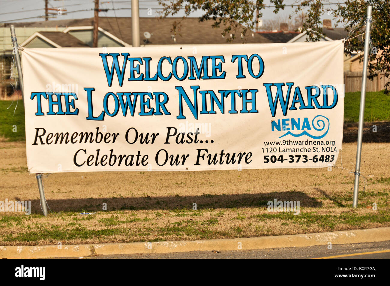 Melden Sie "Herzlich willkommen in der Lower neunten Ward", New Orleans, Louisiana Stockfoto