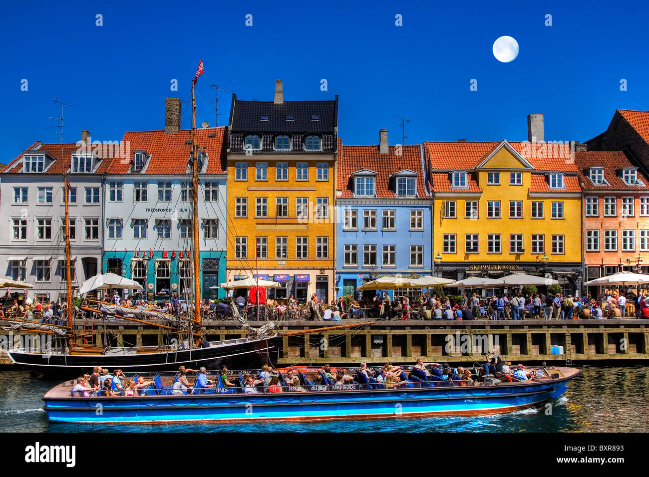 Nyhavn Kanal Copenhagen Stockfoto