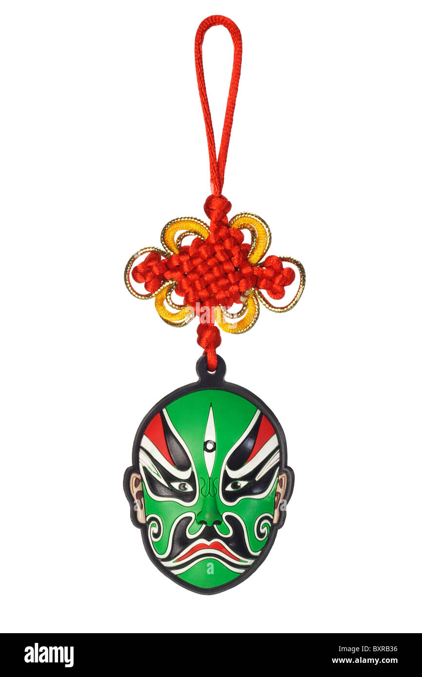 Chinesisches Neujahr traditionelle Oper Maske Ornament auf weißem Hintergrund Stockfoto
