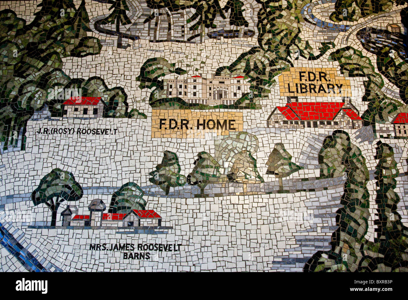 Mosaik-Karte in Wallace Center Lobby, FDR Presidential Library, Hyde Park, New York Stockfoto
