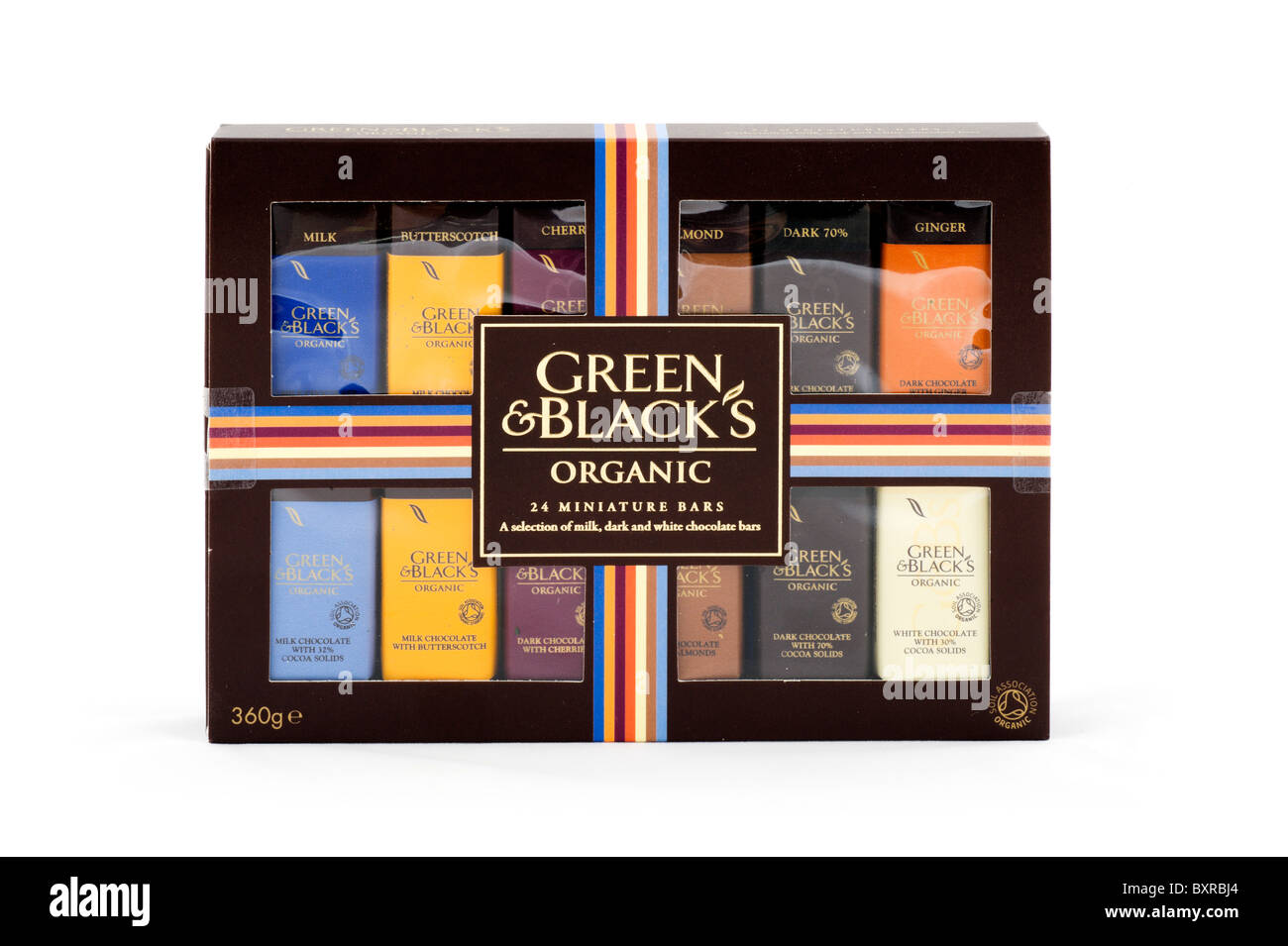Schachtel mit grünen & schwarz ist Bio Pralinen, UK Stockfoto