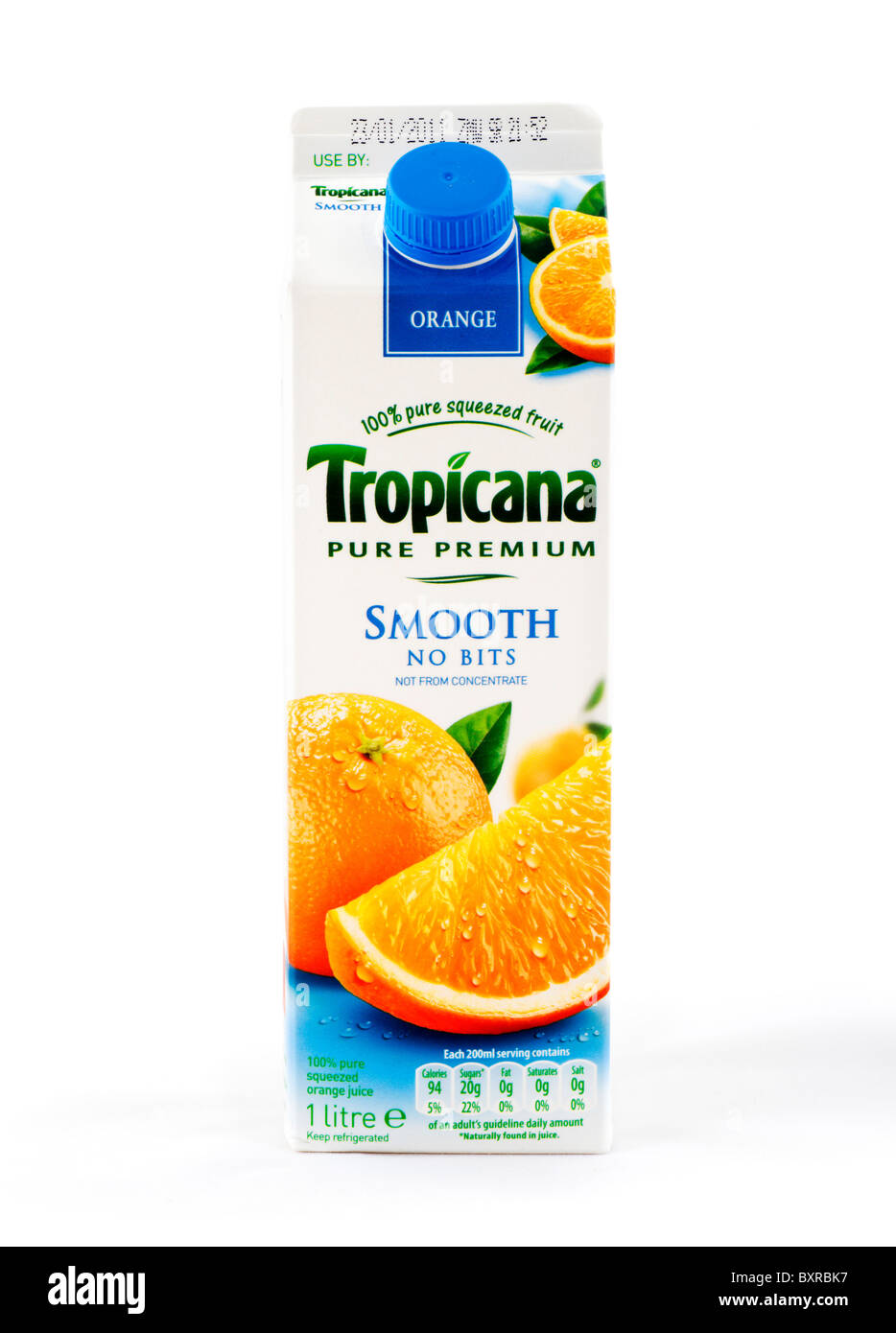 Karton des Tropicana Orange Juice, UK Stockfoto