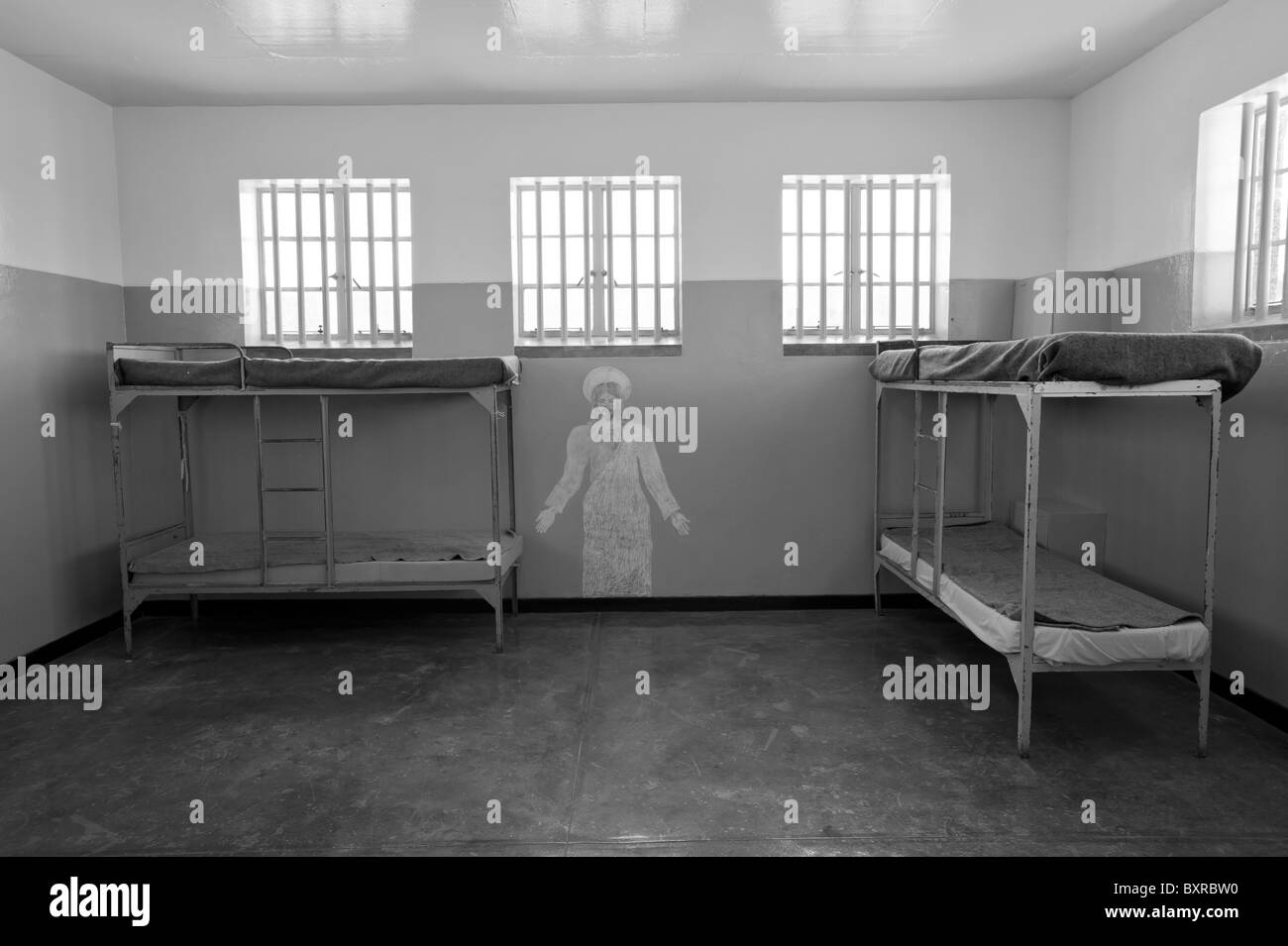 Zimmer im Studentenwohnheim in Robben Island Hochsicherheitsgefängnis, Cape Town, Südafrika Stockfoto