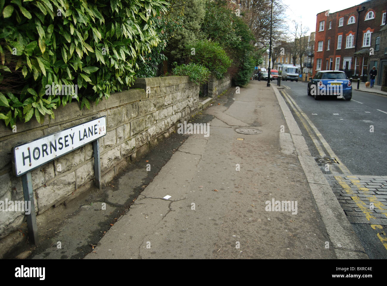 Gesamtansicht von Hornsey Lane im Bereich Highgate Village of North London, Vereinigtes Königreich Stockfoto