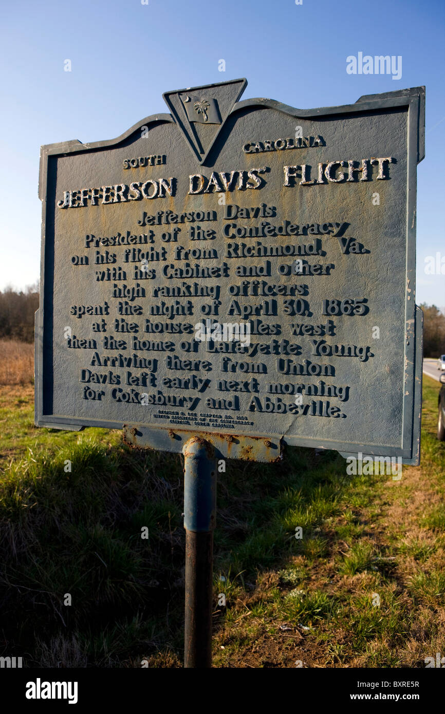 JEFFERSON DAVIS Flug Jefferson Davis Präsident der Konföderation auf seiner Flucht aus Richmond, VA mit seinem Kabinett. Stockfoto