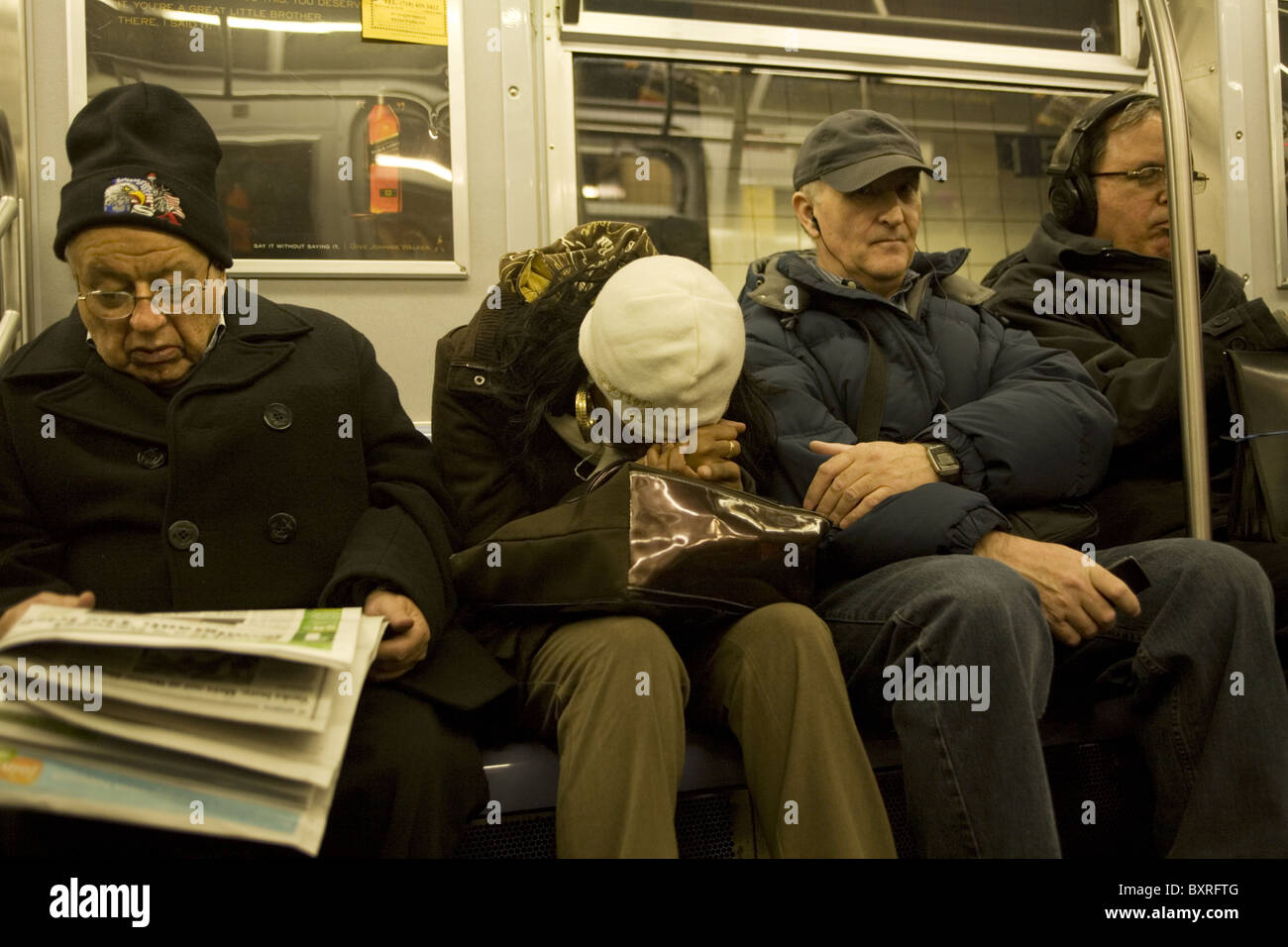U-Bahn-Fahrer, F-Zug, New York City. Stockfoto