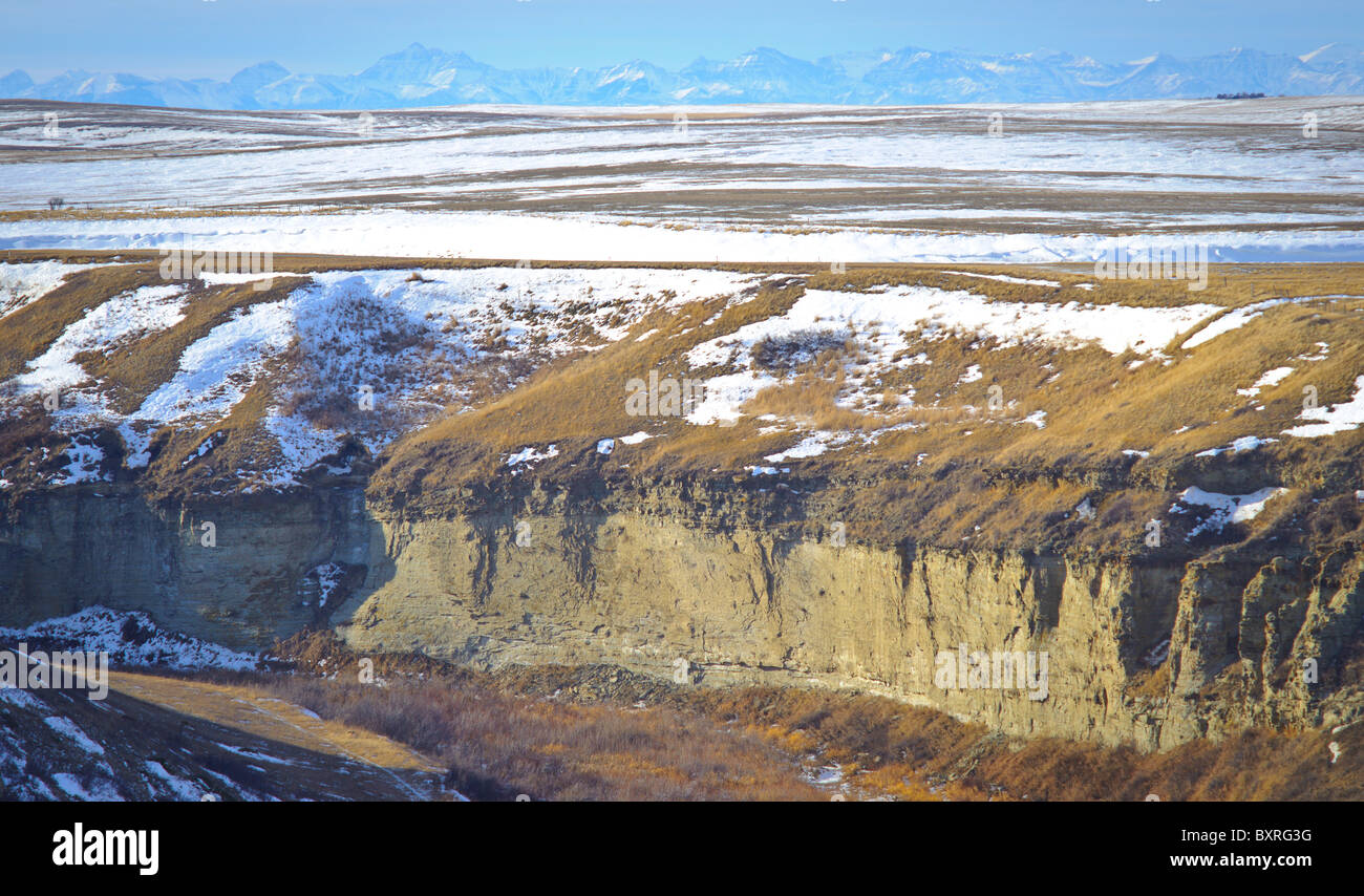 Schotterstraße, Blut-Indianerreservat in southern Alberta Kanada Stockfoto