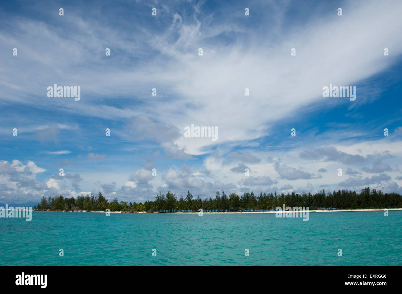 Insel Mantanani, Blick vom Boot, South China Sea, Ost-Malaysia. Stockfoto