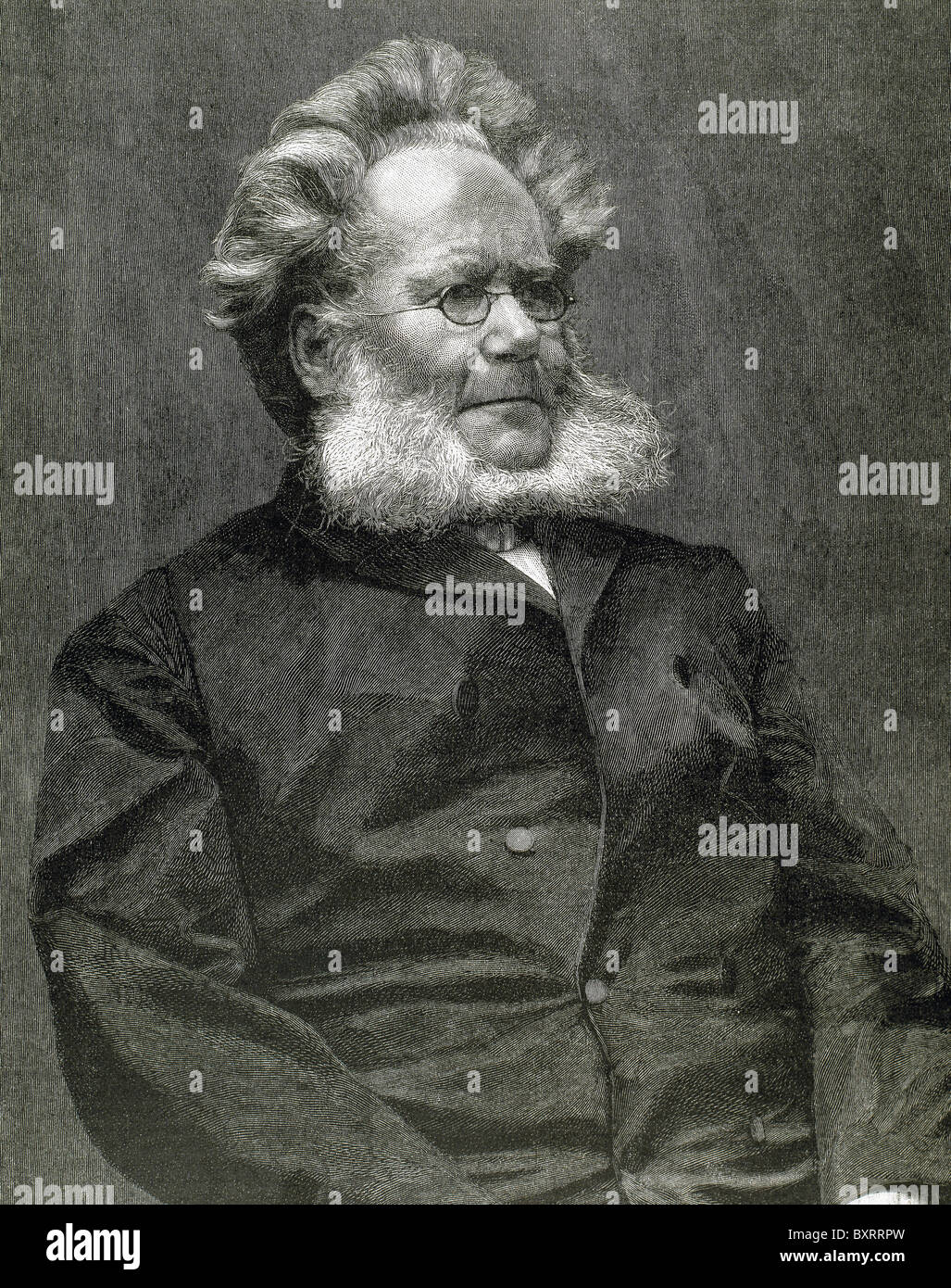 Ibsen, Henrik (Skien, 1828-Christiania, 1906). Norwegischer Schriftsteller. Gravur. Stockfoto