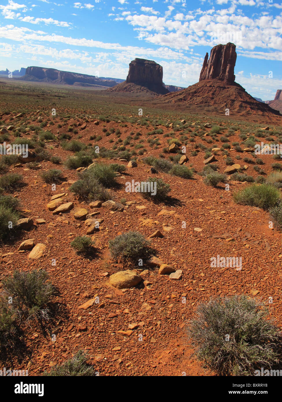 Mitten Butte Felsen, Monument Valley Navajo Tribal Park, Arizona und Utah, Vereinigte Staaten von Amerika, Nordamerika Stockfoto