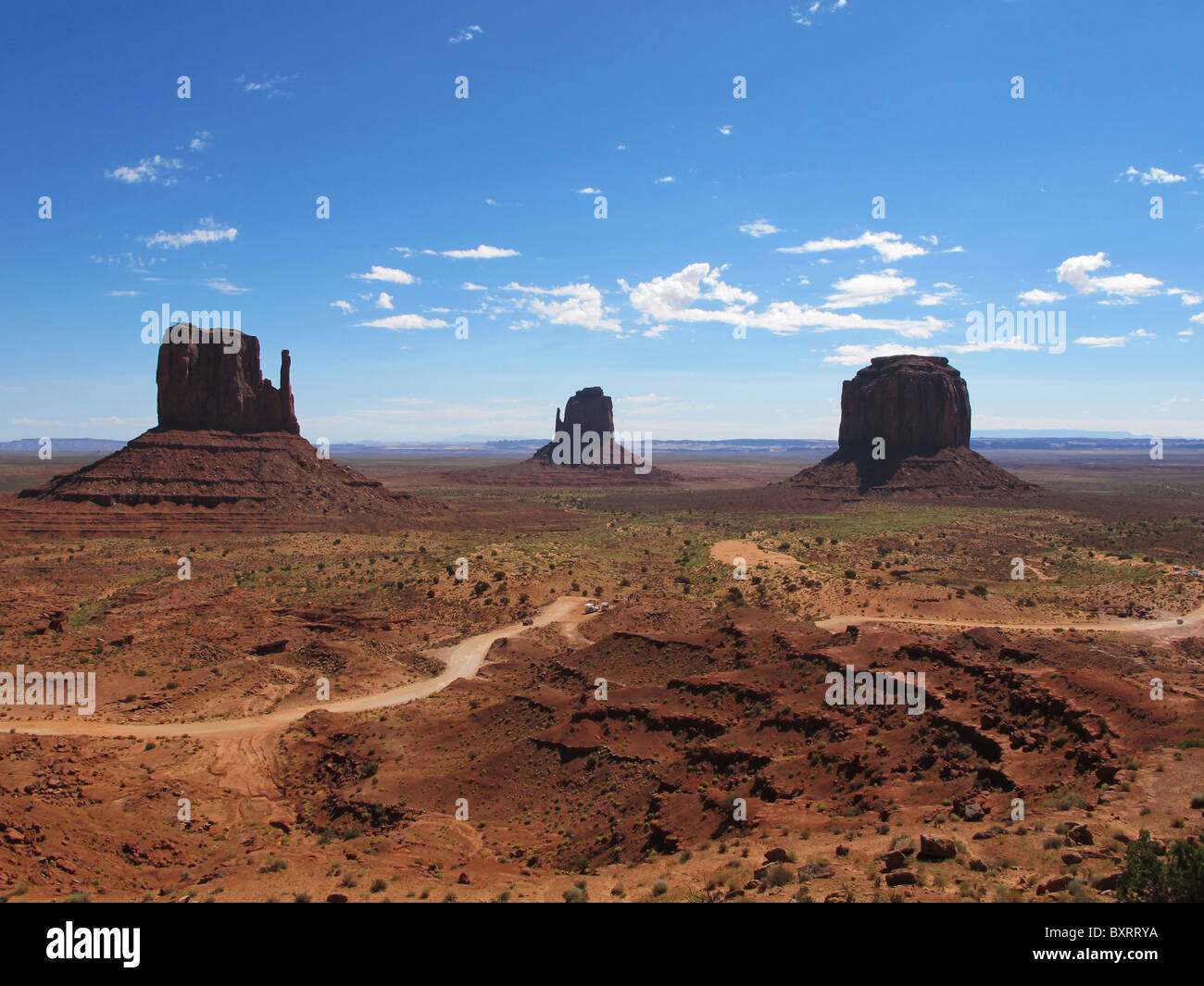 Mitten Butte Felsen, Monument Valley Navajo Tribal Park, Arizona und Utah, Vereinigte Staaten von Amerika, Nordamerika Stockfoto