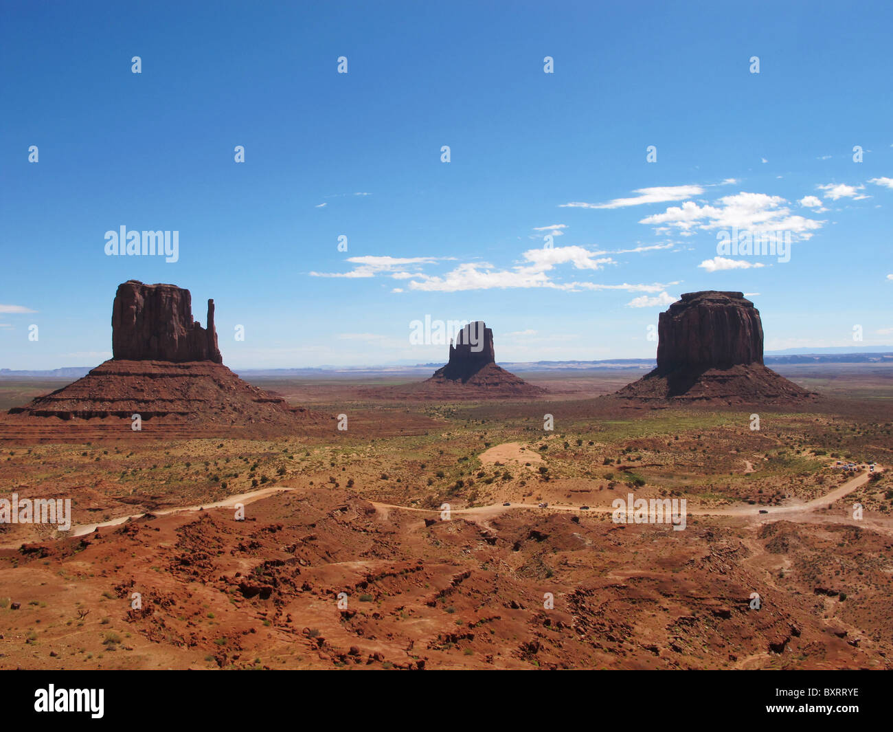 Mitten Butte Felsen, Monument Valley Navajo Tribal Park, Arizona und Utah, Vereinigte Staaten von Amerika, Nordamerika Stockfoto