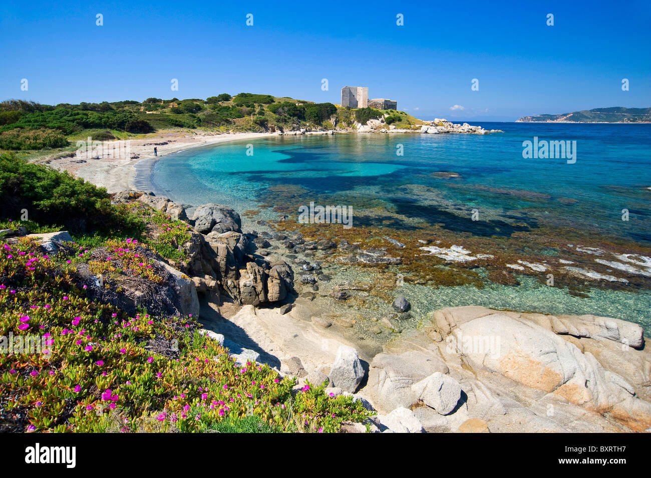 Fortezza Vecchia, Harbor Beach, Villasimius, Sardinien, Süditalien, Europa Stockfoto