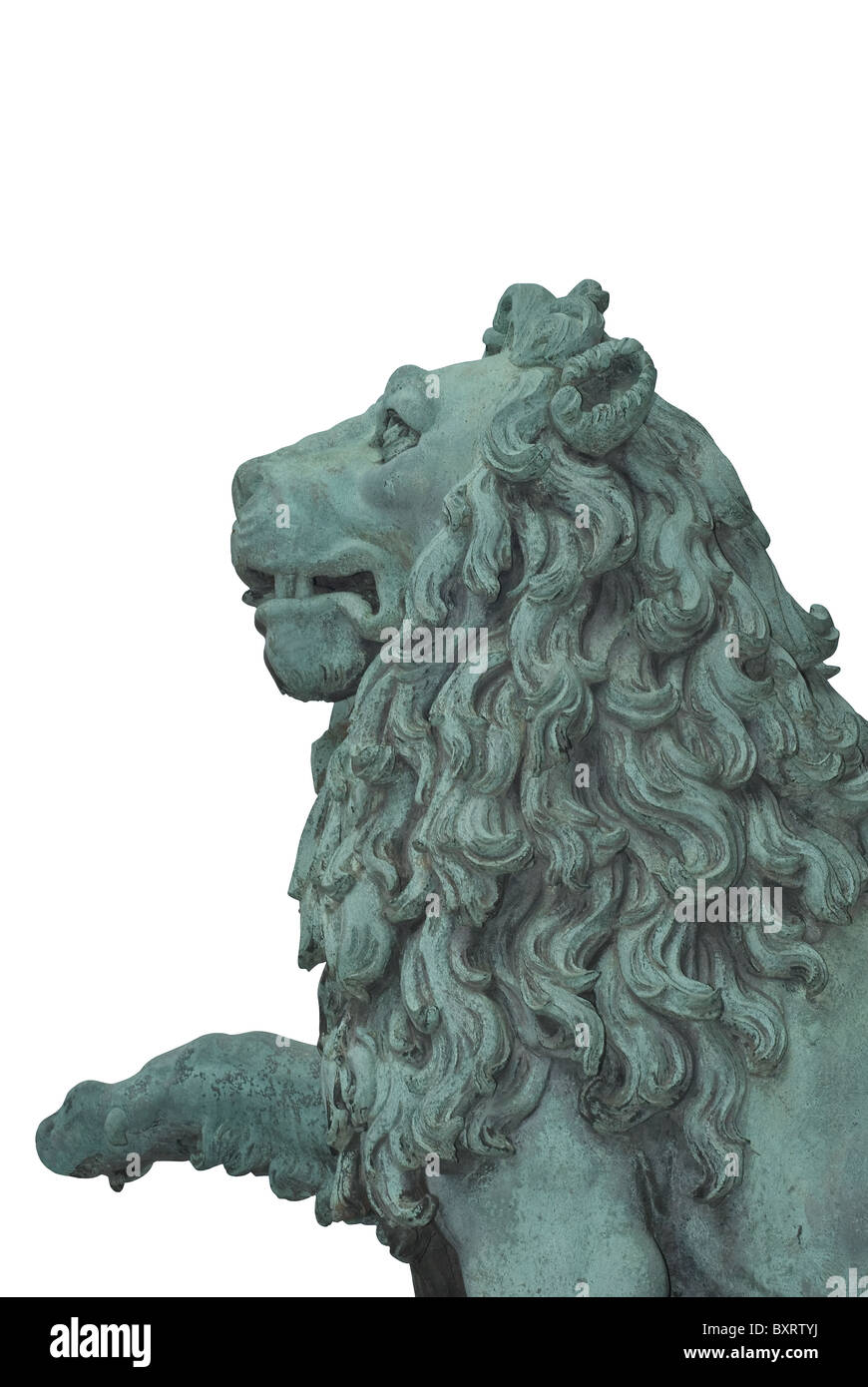 Ein Löwe Statue Ausschnitt als Gestaltungselement Stockfoto