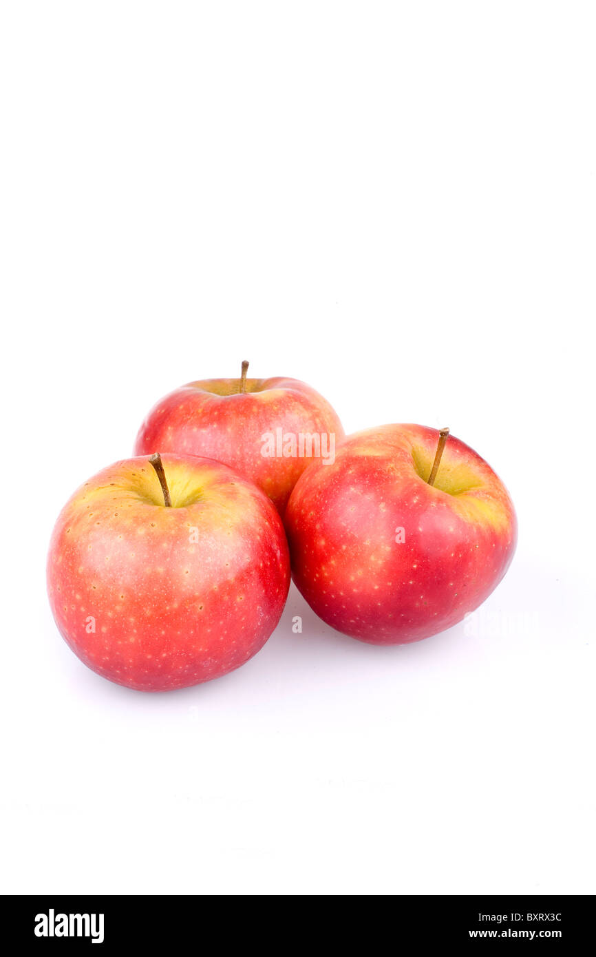 Drei Ingrid Marie Äpfel Stockfoto