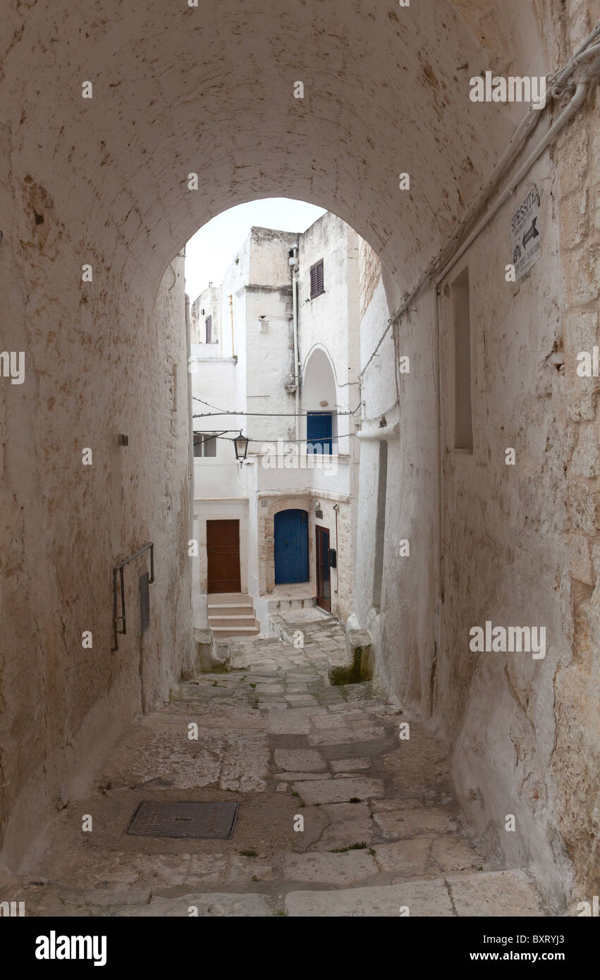 Verkürzung, historischen Zentrum, Ostuni, Apulien, Italien Stockfoto