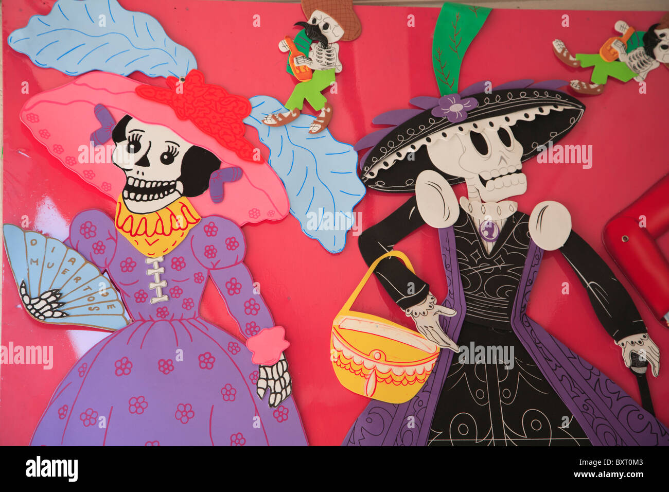 Tag der Toten, Dekorationen, La Catrina, Guanajuato, Bundesstaat Guanajuato, Mexiko, Nordamerika Stockfoto