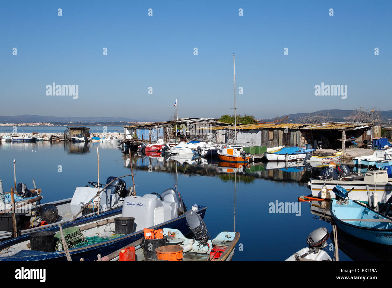 Hafen von La Pointe Courte in Sete, Languedoc Roussillon, Frankreich Stockfoto