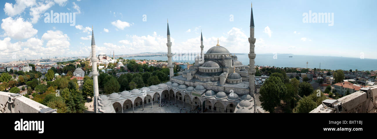 Panoramablick auf die blaue Moschee, Istanbul Stockfoto