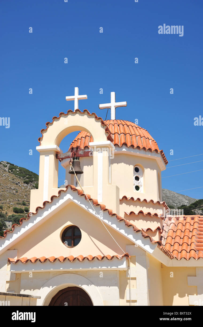 Griechische orthodoxe Kirche Bell und Kreuz Stockfoto