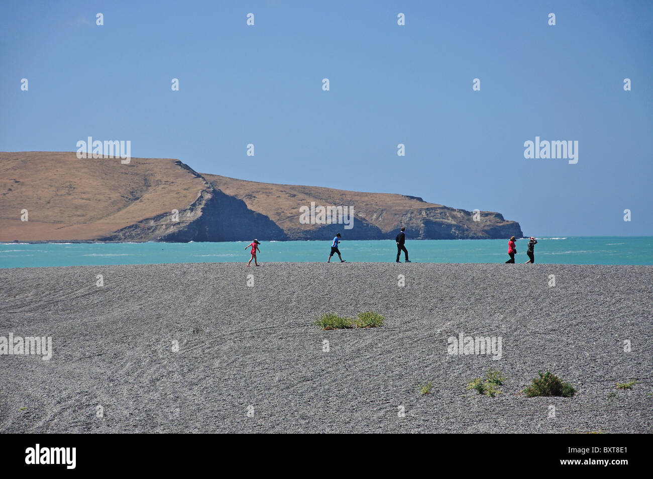 Strandblick, Birdlings Flat, Banks Peninsula, Canterbury, Neuseeland Stockfoto