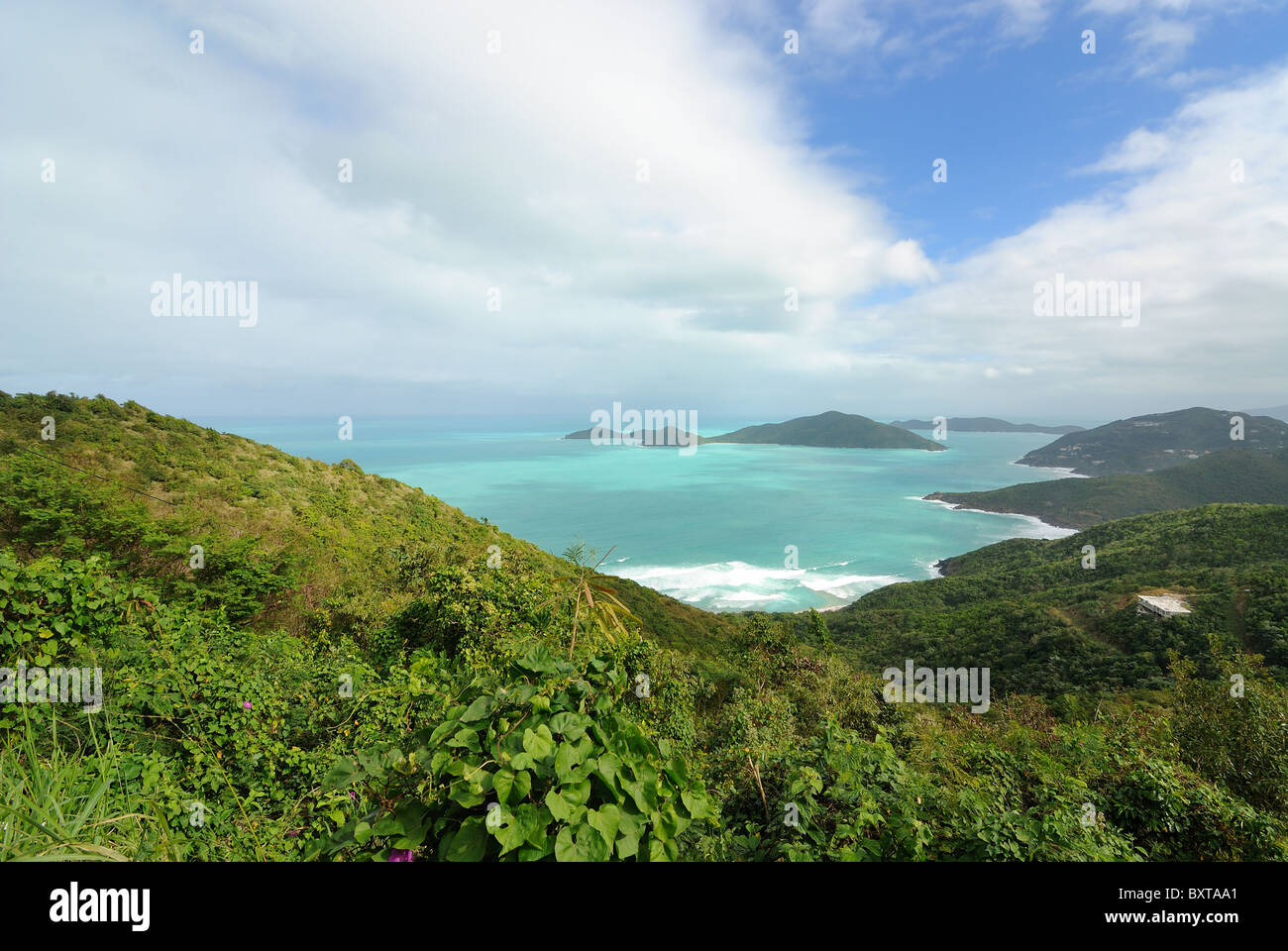 Tropische Landschaft in Tortola, einer karibischen Insel. Stockfoto
