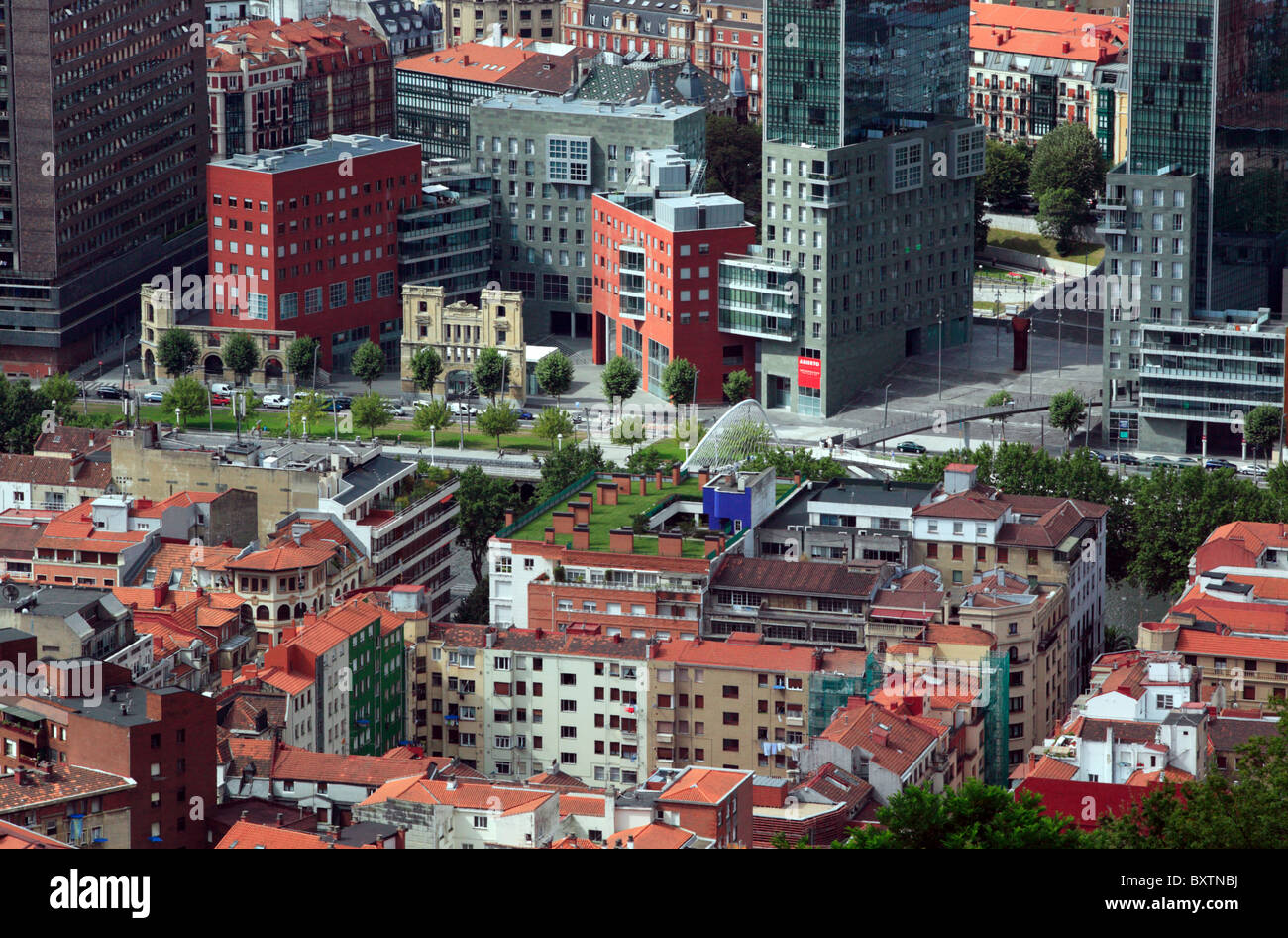 Luftaufnahme von Abando Bezirk von Bilbao, Spanien Stockfoto