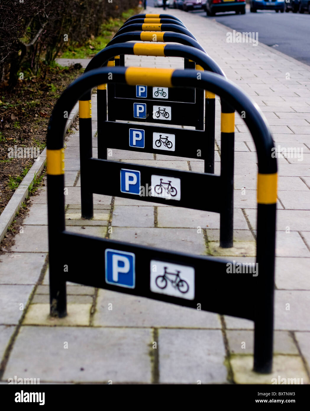 Kostenlose öffentliche Fahrrad-Parken Stockfoto