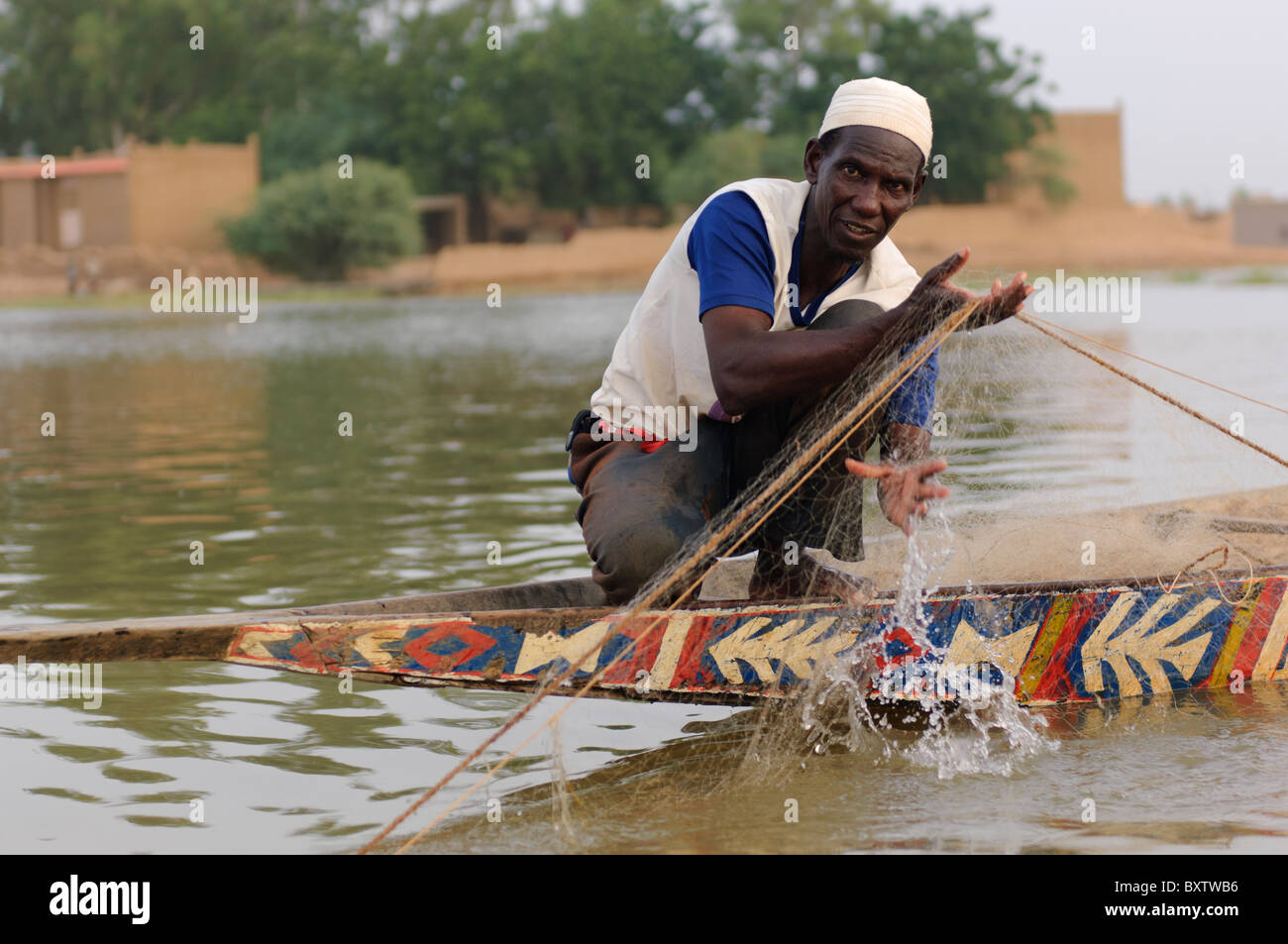 Fischer, in seine Netze. Djenné, Mali Stockfoto