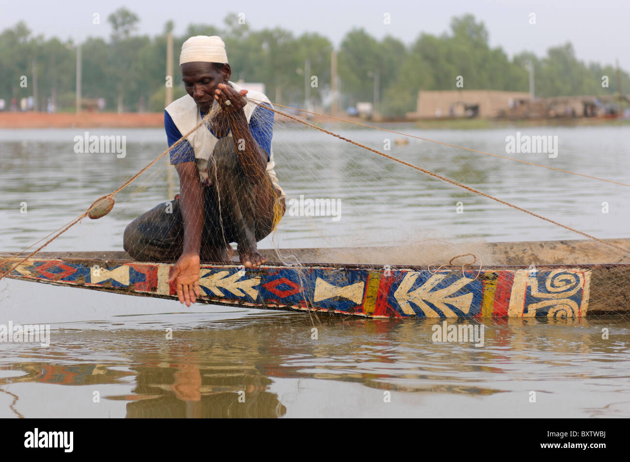 Fischer, in seine Netze. Djenné, Mali Stockfoto
