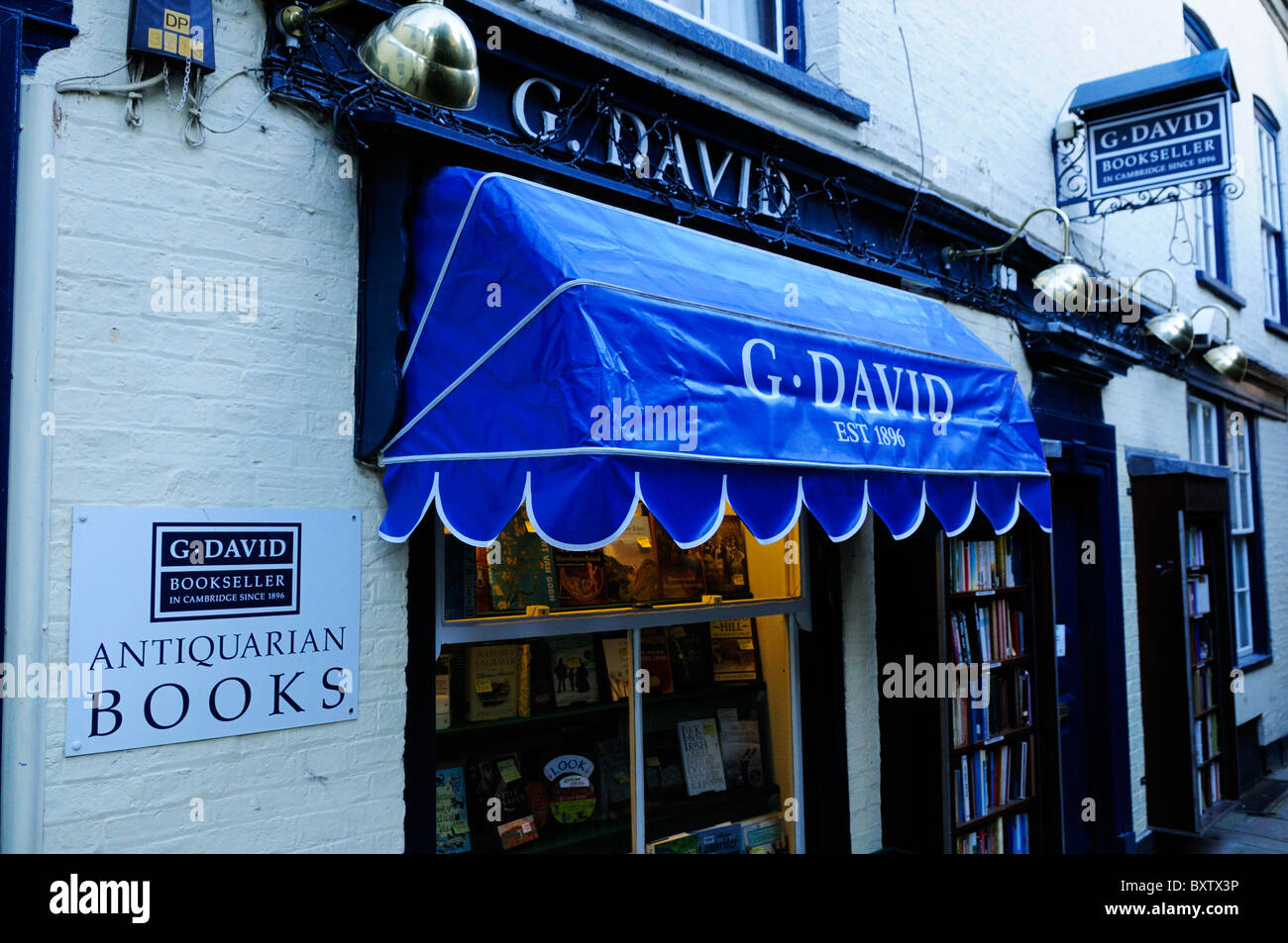 G.David Antiquarische Buchhandlung, St. Edwards Passage, Cambridge, England, UK Stockfoto