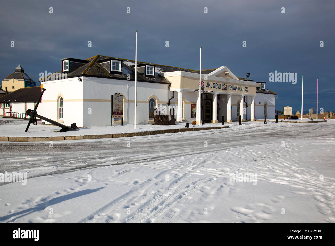 Endland im Schnee; Cornwall; Winter Stockfoto