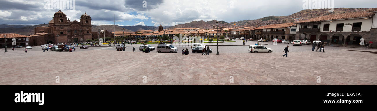 Panorama von der Plaza de Armas in Cusco, Peru, Südamerika Stockfoto