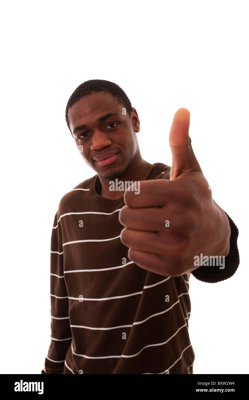 junge afrikanische Männer OK mit seiner Hand gestikulieren Stockfoto