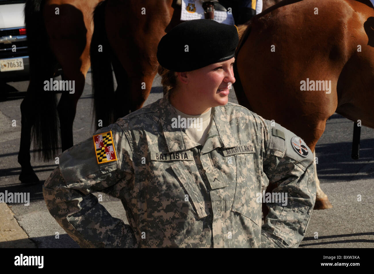 Ein weibliches Mitglied der Nationalgarde von Maryland Stockfoto