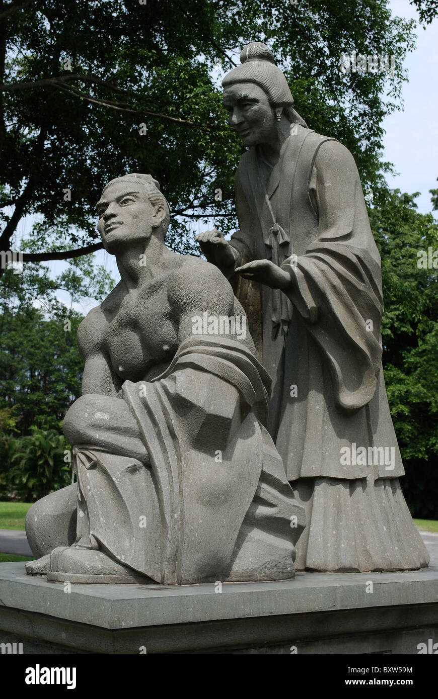 Yue Fei; eine Skulptur aus dem chinesischen Garten, Singapur Stockfoto