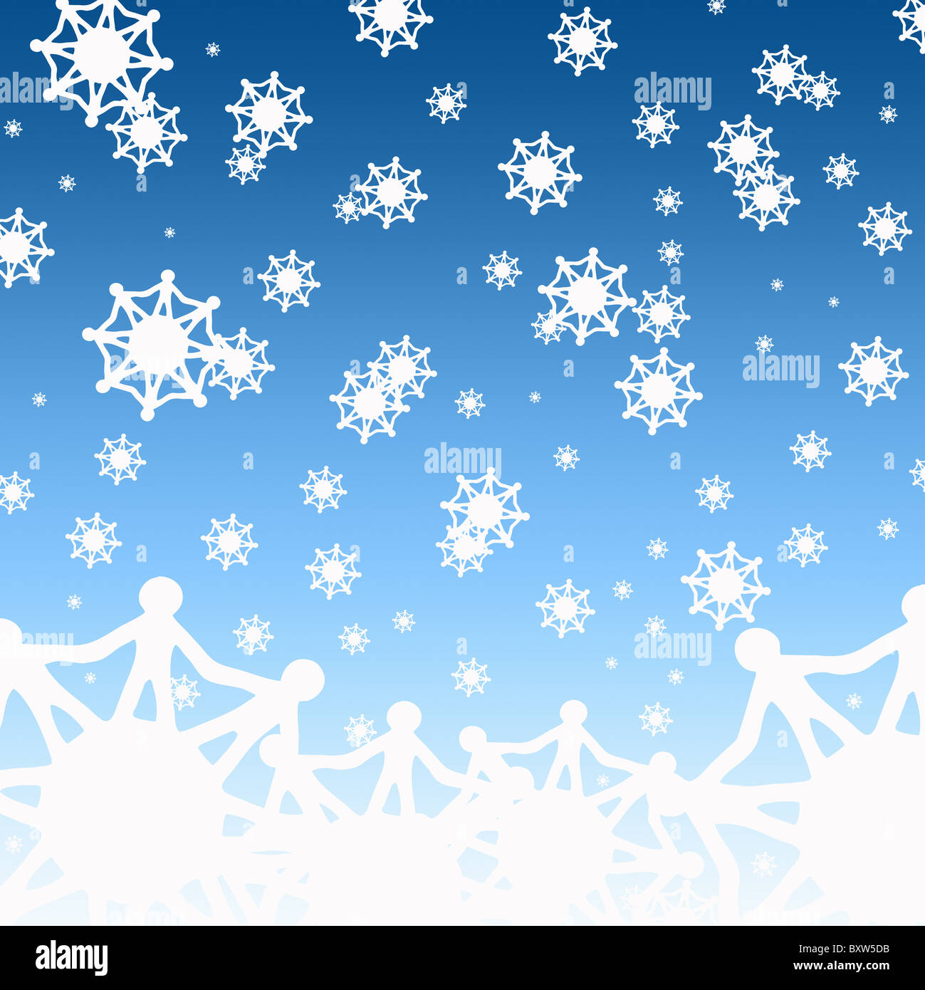 Eine Welt Schneeflocken Weihnachtskarte Konzept Stockfoto