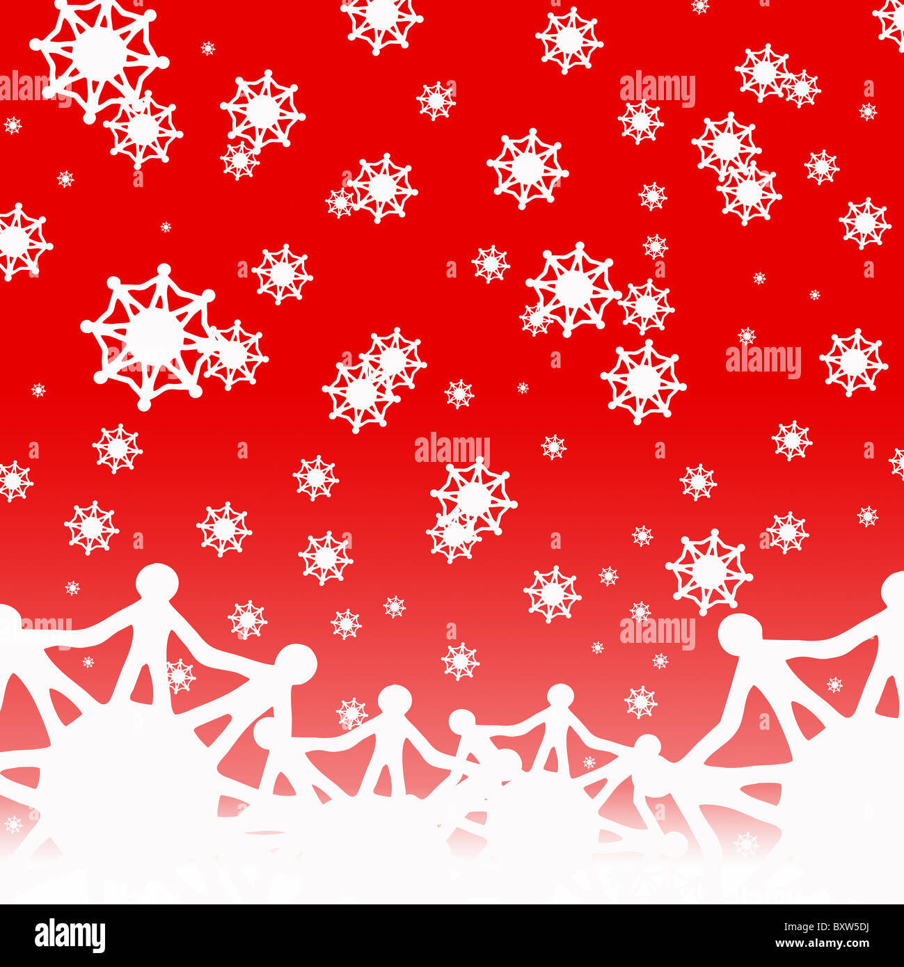 Eine Welt Schneeflocken Weihnachtskarte Konzept Stockfoto