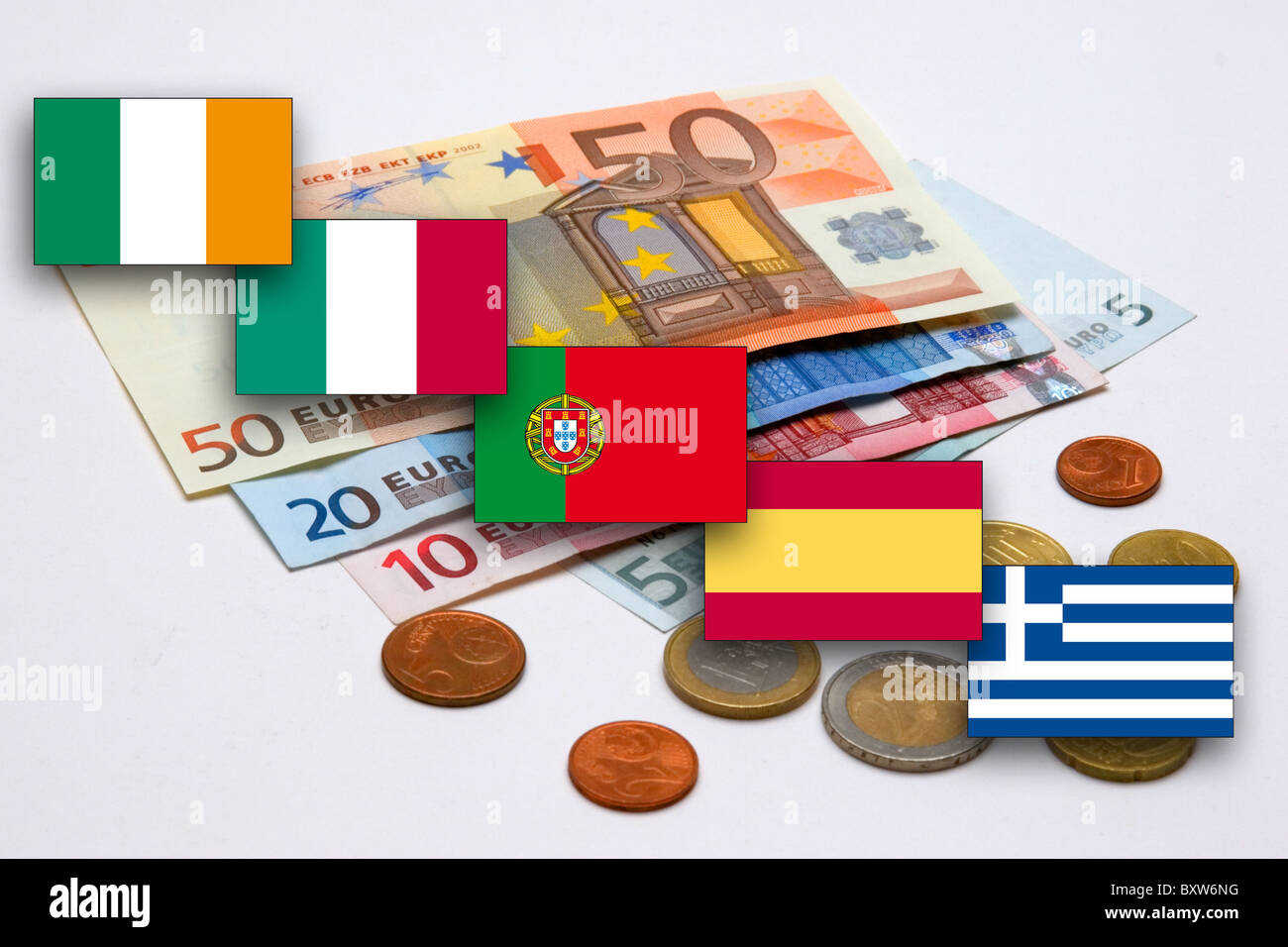 Währungskrise von EUR erwartete Zusammenbruch der Einheitswährung Symbolbild für den Tod des Euro Stockfoto