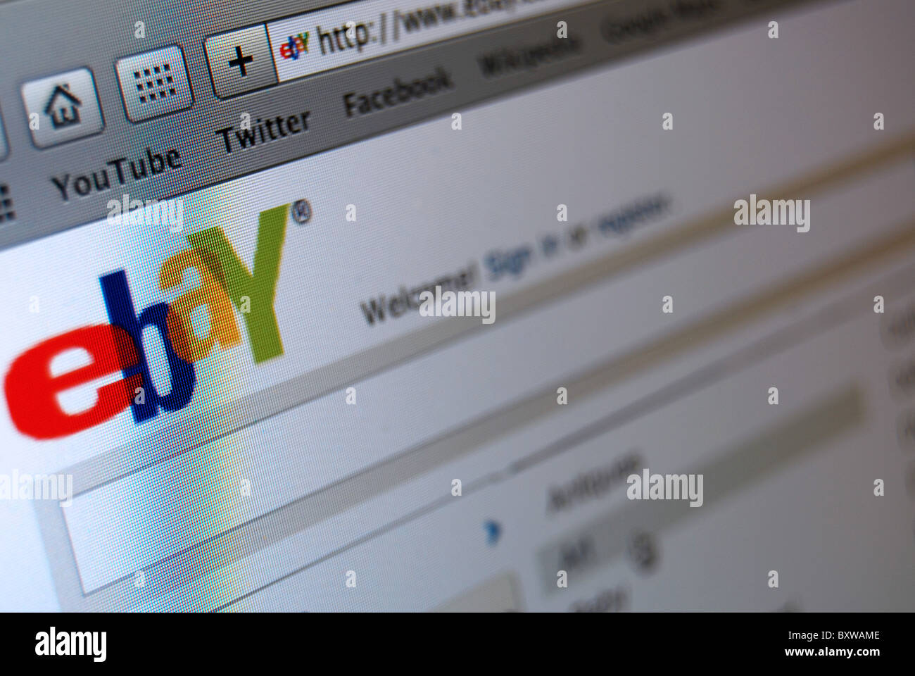 Foto-Illustration der Ebay-Website 2011 Stockfoto