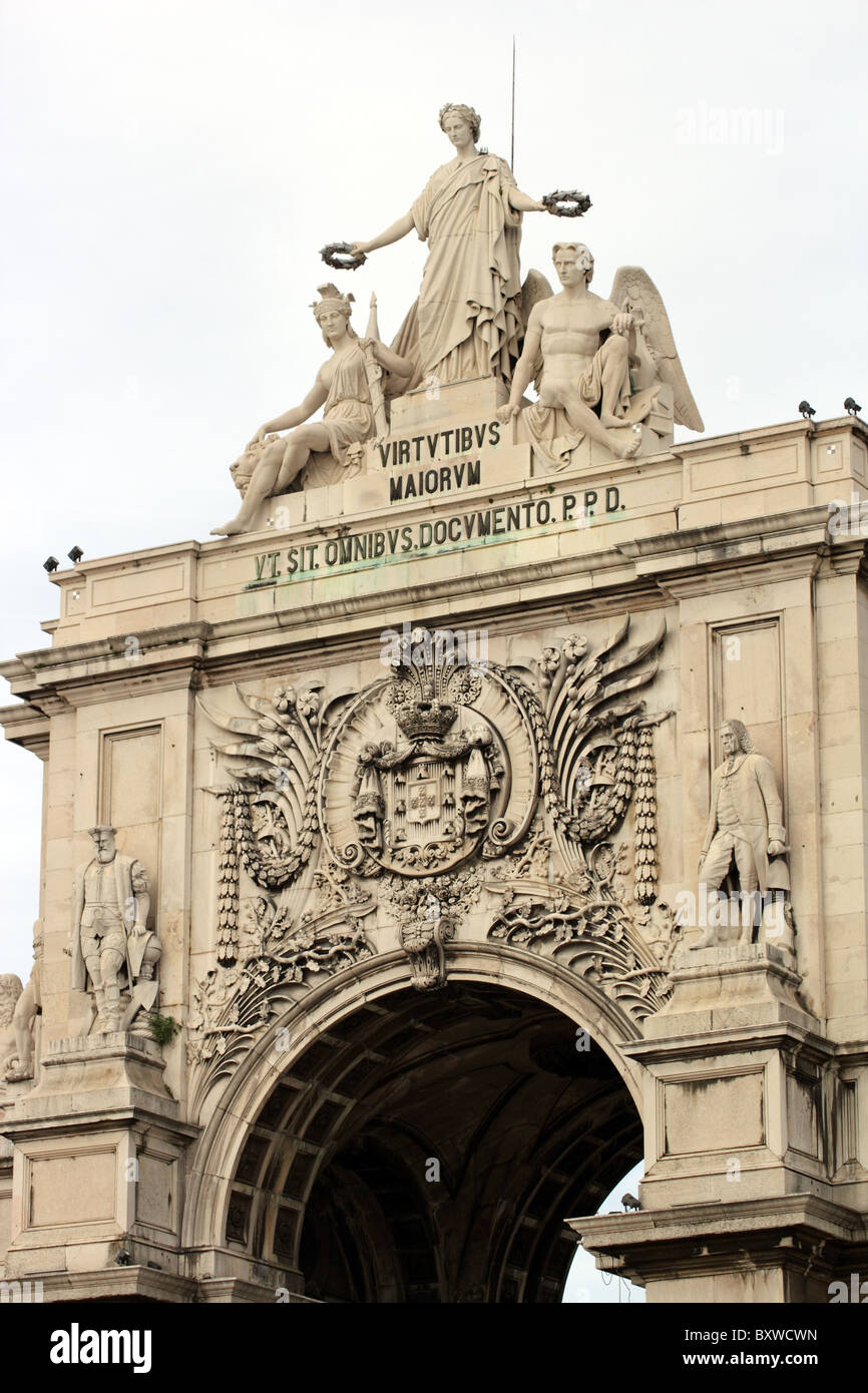 Triumphbogen, Praça Comercio, Lissabon, Portugal Stockfoto